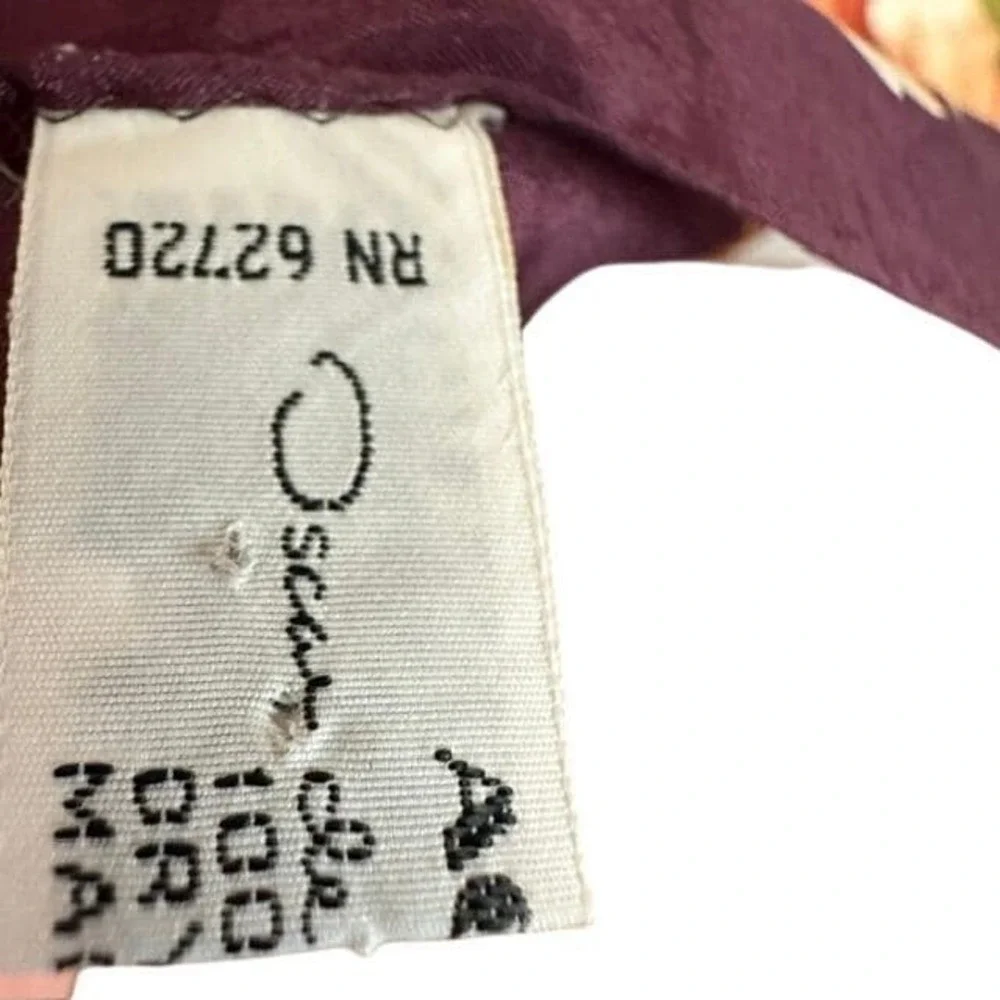 Vintage Oscar de la‎ Renta Silk Scarf Tropical Hibiscus Aubergine 31in Square